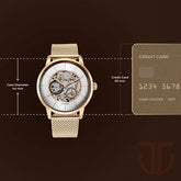 Titan Skeletal Automatic Men's Watch with Gold Dial and Gold Stainless Steel Strap, 90110WM01
